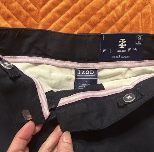 IZOD girls School Uniform shorts skirt adjustable waistband Size 7 Navy Blue - Picture 3 of 6