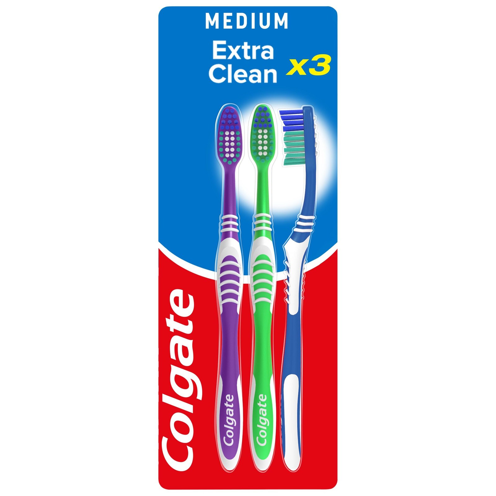Colgate Extra Clean Medium Manual Toothbrush (Assorted) with a Cleaning Tip that
