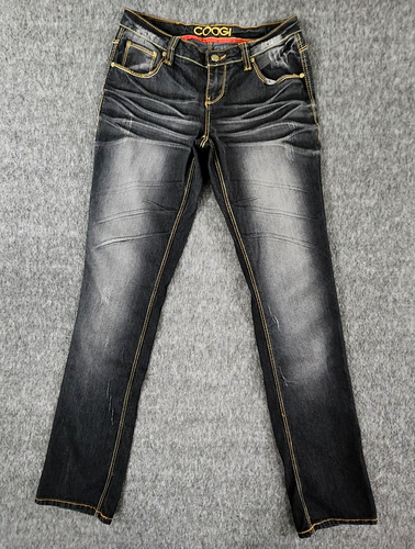 Jeans Coogi para mujer 4/6 negros elásticos ajustados rectos bordados desgastados Y2K - Imagen 1 de 24
