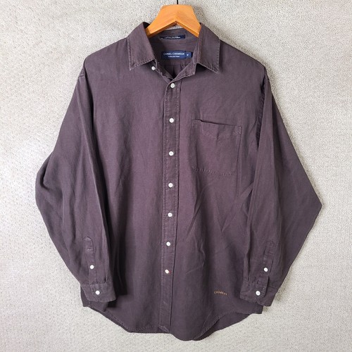 Daniel Cremieux Shirt Mens Medium Brown Silk Blend Long Sleeve Button Down - Picture 1 of 10