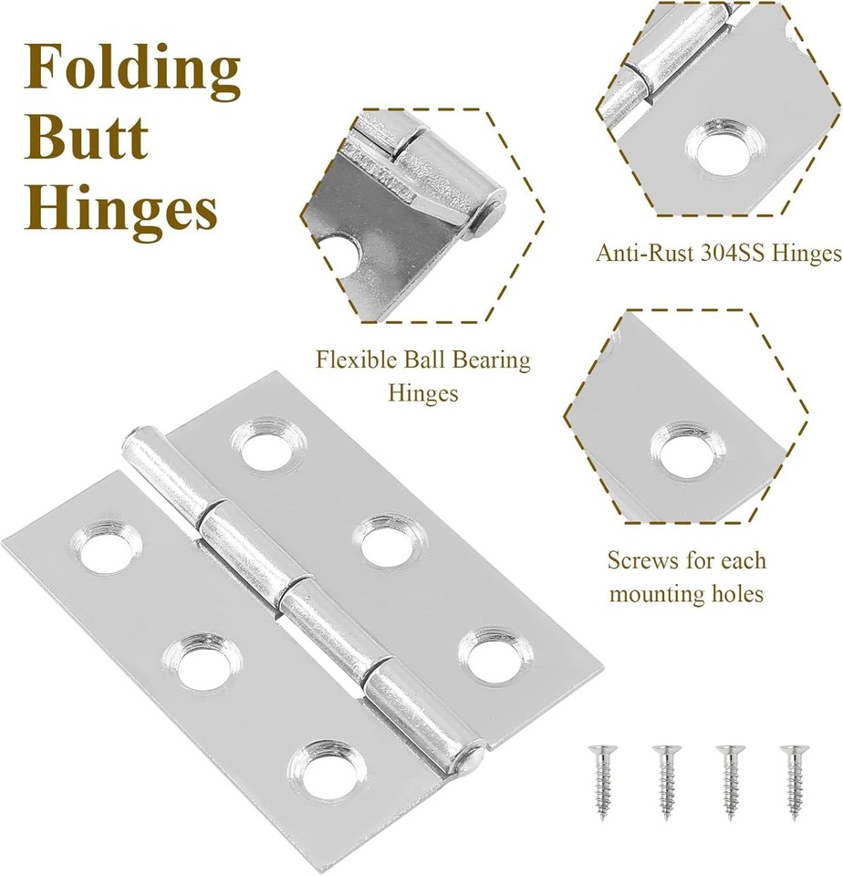 20pcs 2 Inch Butt Hinges Stainless Steel Cabinet Hinges Small Door ...