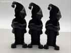 Cast Iron Gnome Troll Figurines 3 Piece Lot Black Decorative Folk Art Vintage