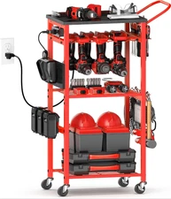 Workbench Rolling Tool Cart with Pegboard Organizer Garage Storage