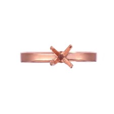 6mm Round Semi Mount Ring 925 Sterling Silver Rose Gold 4-Prong Setting Ring