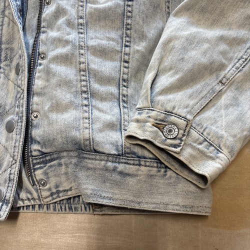 Chaqueta Denim American Eagle Cremallera Botón Lavado Ligero Peso Pesado Mujer’s Talla M - Imagen 2 de 18