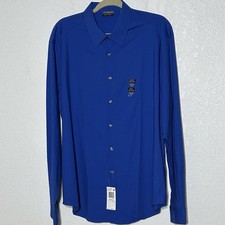 NWT Van Heusen Flex3 Slim Fit Men's Blue Dress Shirt 17-17.5 34/35 XL Button up