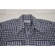 Vintage Rockmount Ranch Wear Gingham Western Pearl Snap Shirt M/L 60 Blue Check
