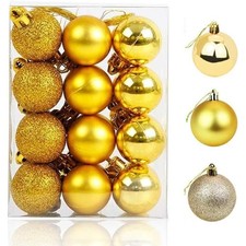Mini Christmas Tree Ornaments 24Pcs Gold Decorative Balls for Desktop Decor