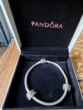 Pandora Sterling Silver 925 ALE Bracelet & 2 clip Charms Mother's Day gift idea