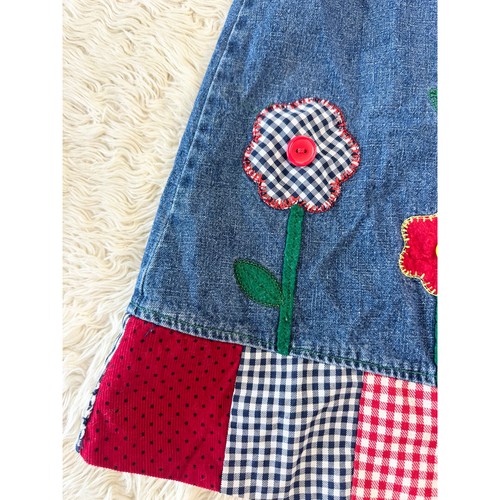 90’s Denim Patchwork Flower Jumper Girls size 5 - Picture 5 of 9