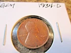 1934-D LINCOLN WHEAT CENT GEM BU RED FROM ORIGINAL ROLL    28