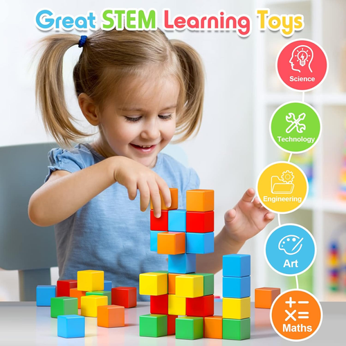 Magnetic Blocks, 1.41 Inch Large Magnetic Building Blocks for Toddlers 3 4 5 6 7 - Picture 4 of 8