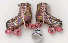 Story Glacier Shiny Gold Roller Skates EU 42 Men s 9 / Women s 10.5 Pink Wheel