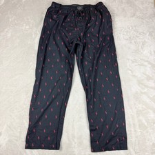 Polo Ralph Lauren Sleep Pants Mens XL Black Red Pony AOP Pajama Loungewear EUC