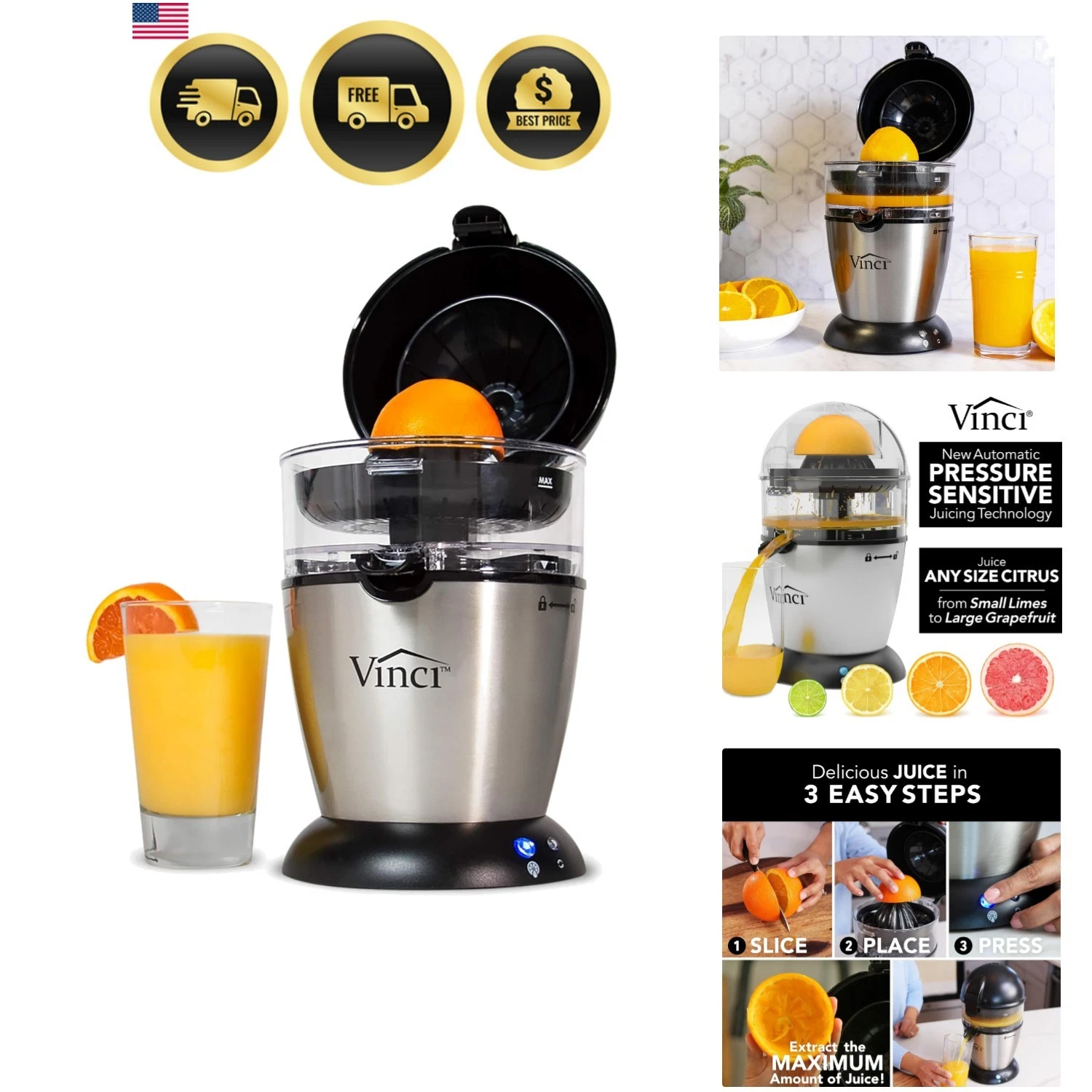 Hands Free Electric Citrus Juicer, 1-Button Juicer Machine, Orange Lime Grape...
Opens in a new wind