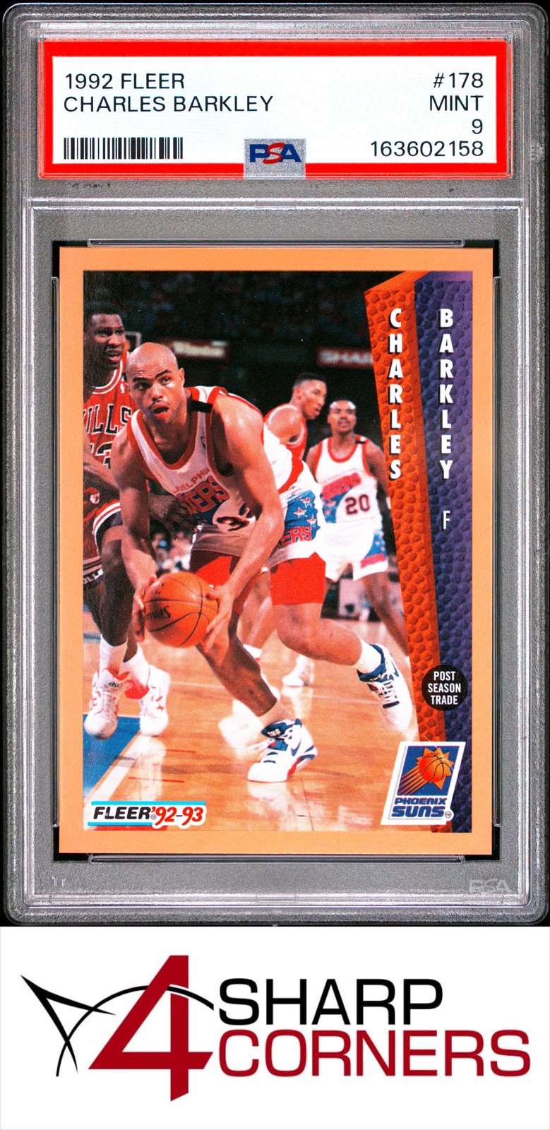 1992 FLEER #178 CHARLES BARKLEY SUNS HOF PSA 9