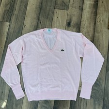Izod Lacoste Men  s Pink V Neck Sweater Long Sleeve Size Large
