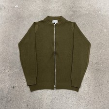 John Smedley Merino Wool Zip Sweater Brown Size Large