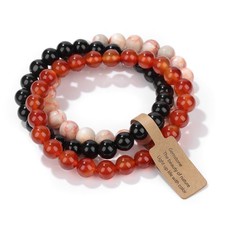 3PCS 8mm Natural Stone Healing Crystal Stretch Beaded Bracelet for Women Jewelry