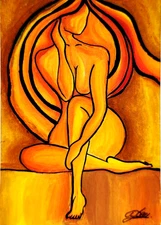 Aceo New original hand drawn ,painting unique ooak miniature art card'Women"