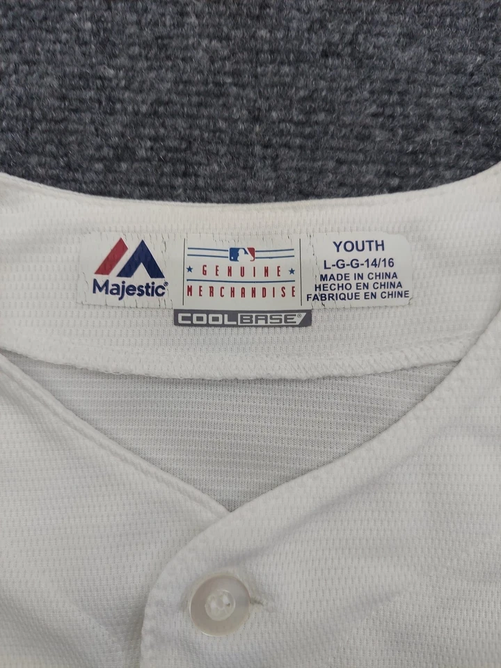 Kansas City Royals Jersey Youth LRG 14-16 White Blue Button Up Majestic MLB Cool - Image 3 of 4