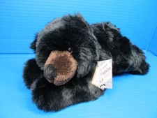 13" AURORA FLOPSIES SLATE BLACK BEAR BEAN FILLED STUFFED ANIMAL PLUSH TOY W/TAG