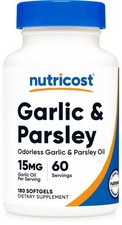 Nutricost Garlic & Parsley Oil (15mg) 180 Softgels - Odorless Garlic & Parsley