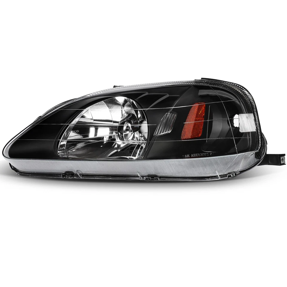 Conjunto de faróis para Honda Civic 1999-2000 par de faróis carcaça preta - Imagem 2 de 4