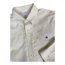 Brooks Brothers Oxford Shirt Slim Fit Non-Iron Striped Supima Cotton XL Logo
