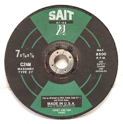 SAIT 20082 7'' x 1/4'' x 7/8'' C24N TYPE 27 DEPRESSED CENTER GRINDING WHEEL (5PC)