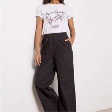 Michael Stars Shae Linen Pants High Rise Wide Leg Elastic Size Small