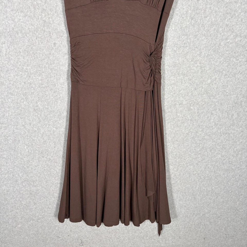 Karen Kane Dress Medium Midi Ruched Twist Flowy Stretch Neutral Lagenlook Artsy - Image 3 of 4