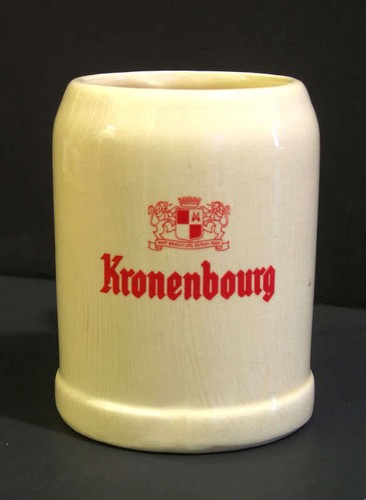 Vintage 1960s Kronenbourg Ceramic Beer Mug French Beer Belgium Mug
