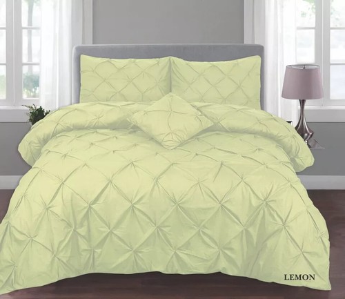 PINTUCK PLEATED DUVET QUILT COVER SET SINGLE DOUBLE SUPER KING SIZE BEDDING - Picture 38 of 40