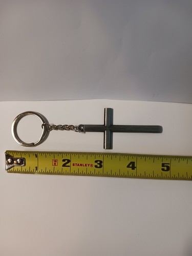 Metal Silver Cross Keychain, Jesus, Religious - Picture 4 of 6