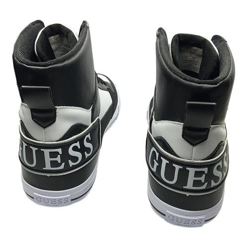 MSRP $109.99 NWT GUESS PASQ MEN'S BLACK WHITE HIGH TOP SNEAKERS SHOES SIZE 12 13 - Picture 3 of 6