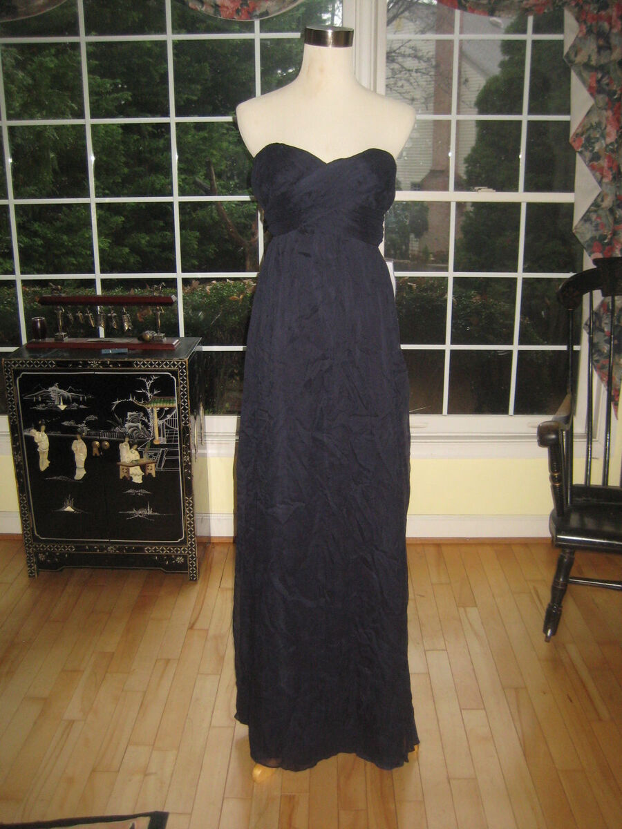 J. Crew TARYN LONG DRESS IN SILK CHIFFON Sz 4 6 NWOT Navy 456.25 41410 Parties