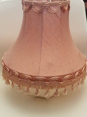 Vintage Light Pink Tassel Lampshade Lamp Shade Fabric Shabby Chic Retro Boudoir Vintage Light Pink Tassel Lampshade, Vintage Lamp Shades With Tassels