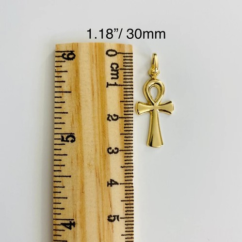 14K Solid Gold Egyptian Ankh Cross Charm Pendant - 14K Gold Ankh Cross- PT0922 - Picture 5 of 13