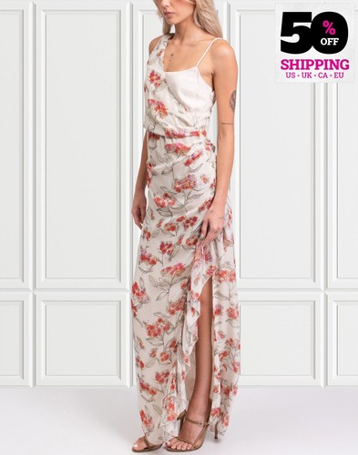 Maxi abito PATRIZIA PEPE SERA RRP €425 IT44 US8 UK12 L floreale con volant spacco alto