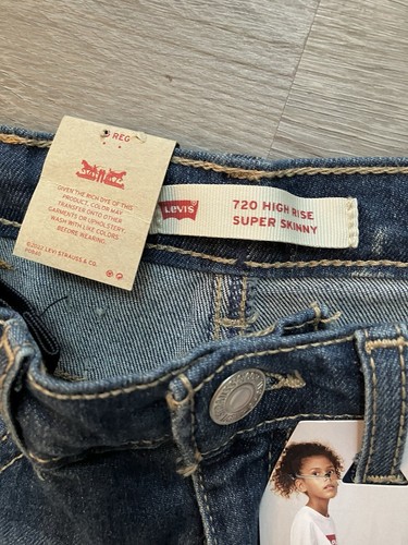 NWT Levi’s 720 High Rise Super Skinny Jeans Girls Size 10 Raw Hem Stretch Denim - Picture 7 of 14