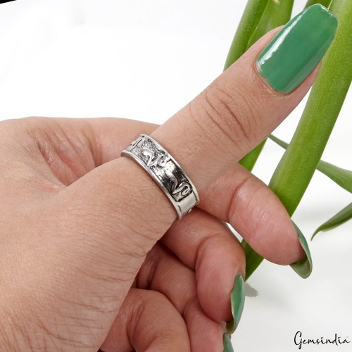 Anillo clásico de plata de ley 925 tallado a mano unisex anillo para el pulgar tamaño ~ 8 EE. UU. - Imagen 9 de 9