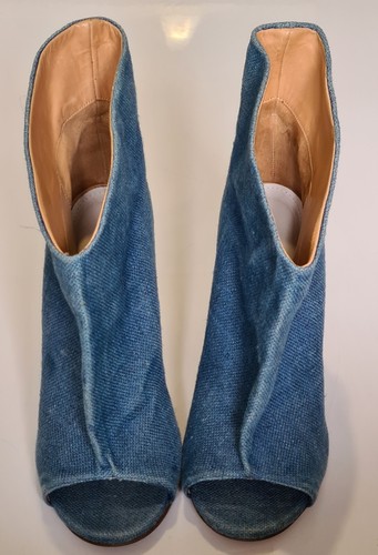 Maison Margiela 22 Slouch Denim High Heels Peep Toe Ankle Boots Blue uk 6 eu 39 - Picture 2 of 8