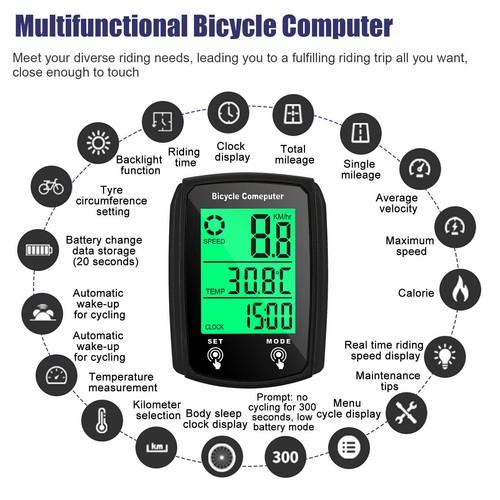 Bike Computer LCD Wired Waterproof Multi-Function Speed Odometer Calorie Counter - Picture 13 of 20