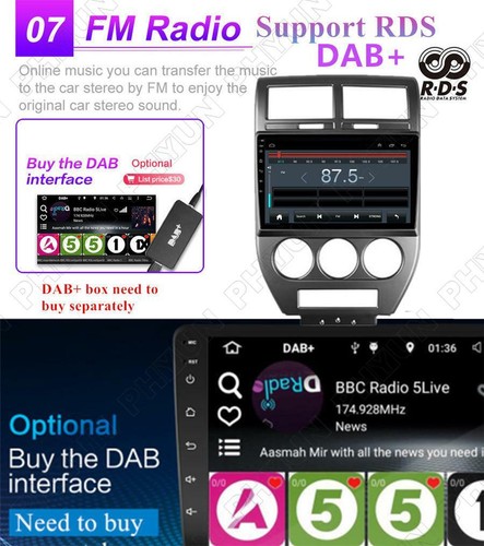 10.1 inch Android 10.1 Stereo Radio GPS Navigation For Jeep Compass 2007-2009 - 第 6/12 張圖片