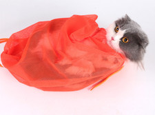 Cat Grooming Bag Kitten Wash Polyester Mesh Scratch Bite Resistant Nail Bath