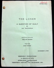 The Loner RARE 1965 Revised Final TV Script - 20th Century Fox VTG Lloyd Bridges