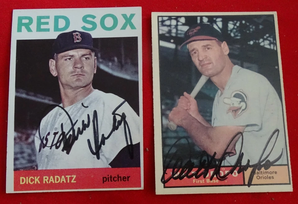 Tarjetas Topps firmadas por Dick Radatz y Walt Dropo (1964, 1961) y programa de espectáculos firmado Foto 2 de 4
