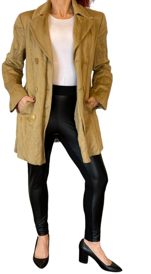 Chaqueta Abrigo Michael Kors Italia Mezcla Lana Camel Doble Pecho Guisante Talla 6 $2k Foto 2 de 4