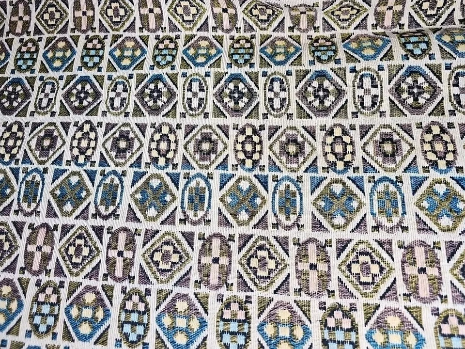 Southwestern Tapestry Beige Turquoise Purple Green Yellow Upholstery Fabric  - Image 4 of 4